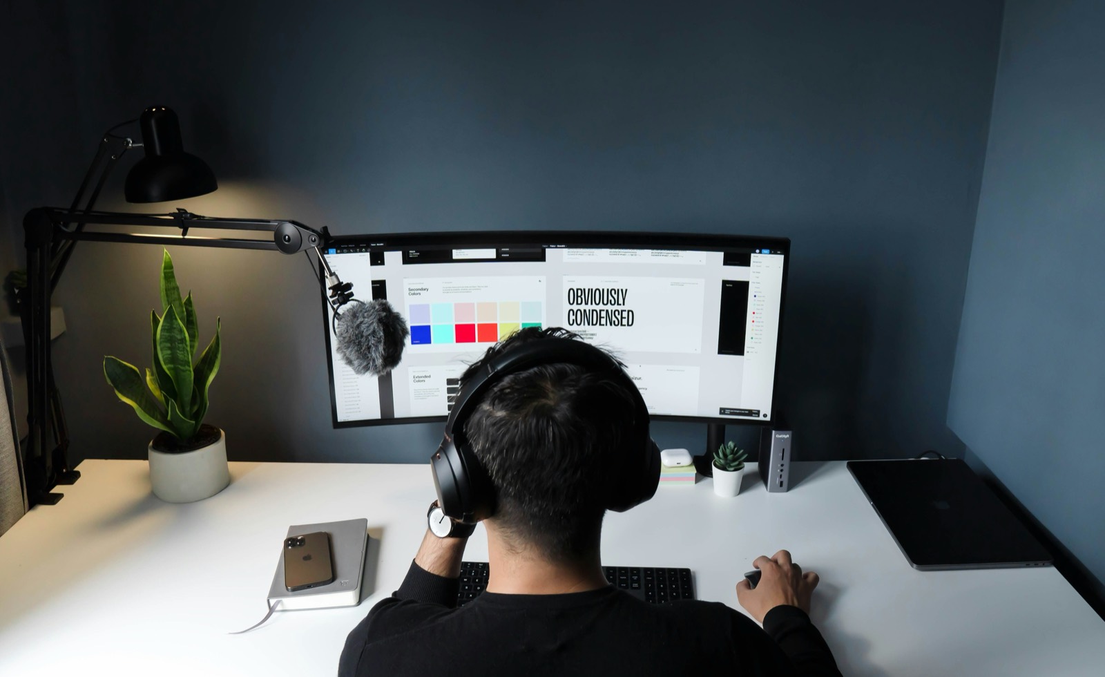 A developer's desk while working