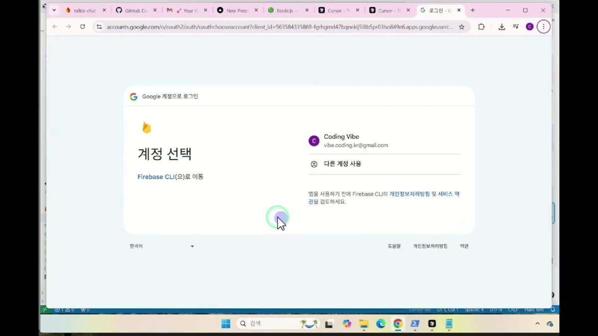 브라우저에서 Firebase CLI 구글 로그인